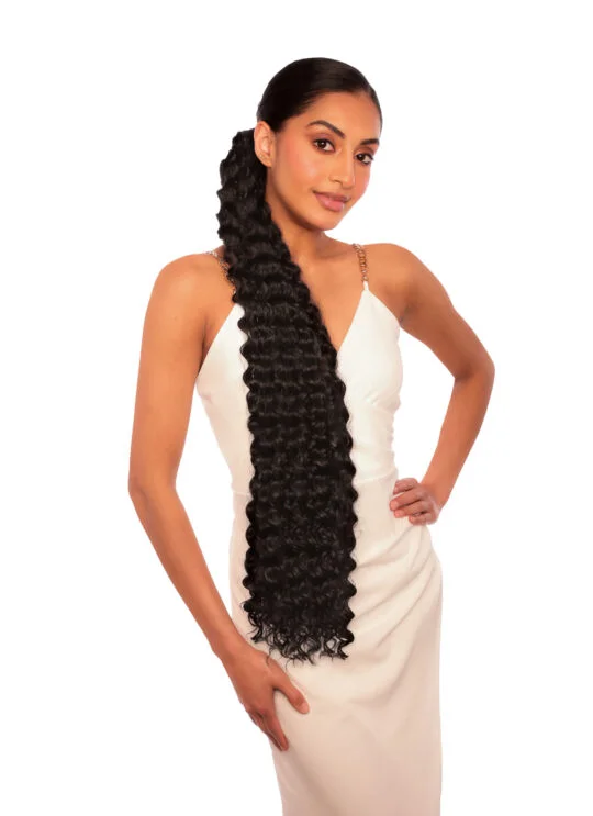Remy Chaser Deep Wave Hair – 30 Inch Natural Black Synthetic Weave - Image 2