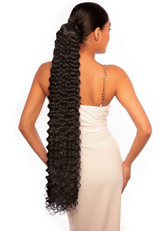 Remy Chaser Deep Wave Hair – 30 Inch Natural Black Synthetic Weave - Image 3